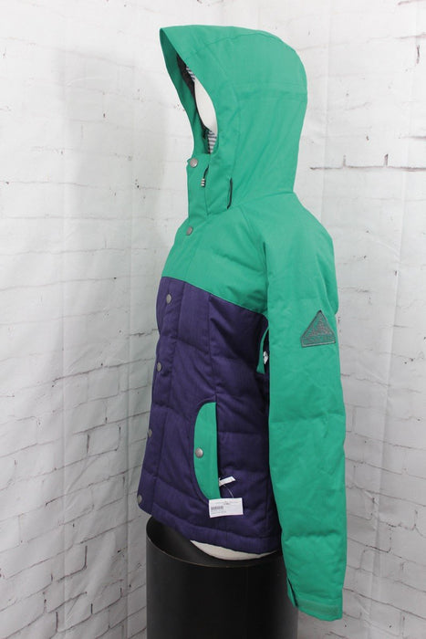 Bonfire Astro Insulated Snowboard Jacket, Womens Medium, Plum Purple / Green New