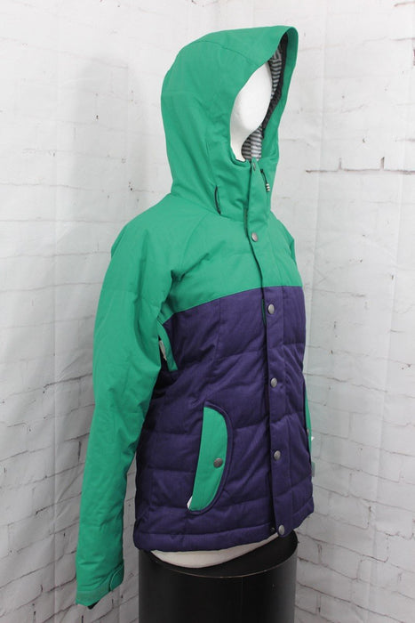 Bonfire Astro Insulated Snowboard Jacket, Womens Medium, Plum Purple / Green New