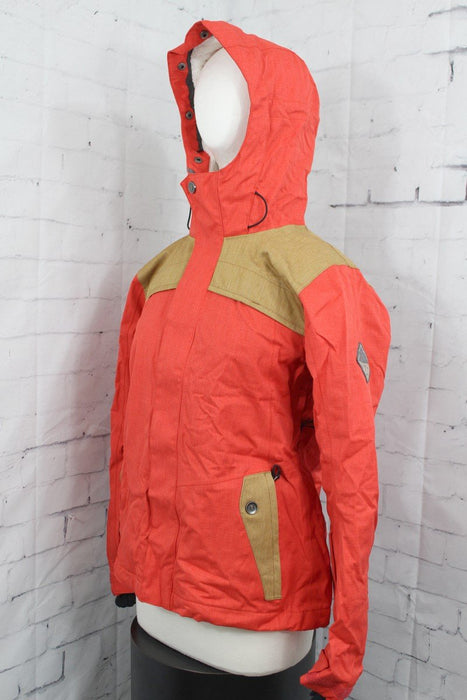 Bonfire Holladay Snow Jacket, Women's Medium, Cherry (Red) / Camel (Brown) New