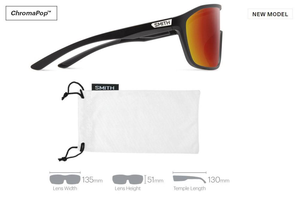 Smith Boomtown Sunglasses Matte Black Frame, Chromapop Red Mirror Lens New