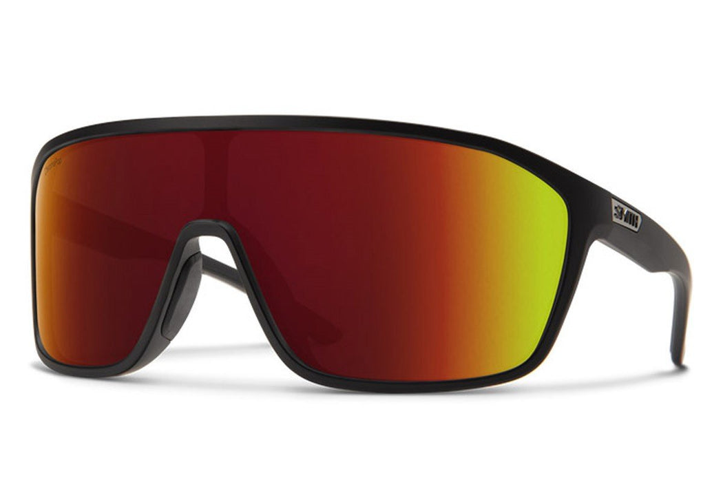 Smith Boomtown Sunglasses Matte Black Frame, Chromapop Red Mirror Lens New