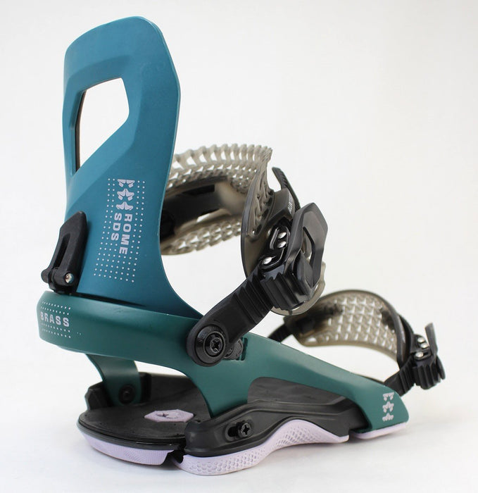 Rome Brass Snowboard Bindings, Small (Womens US 6.5 - 8.5), Teal 2024 - Demo