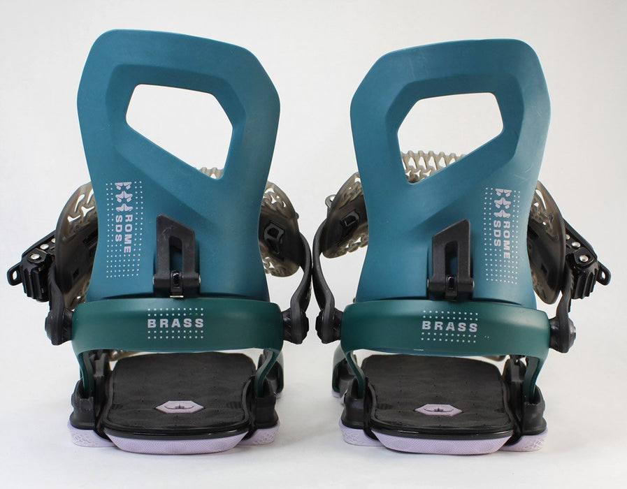 Rome Brass Snowboard Bindings, Small (Womens US 6.5 - 8.5), Teal 2024 - Demo