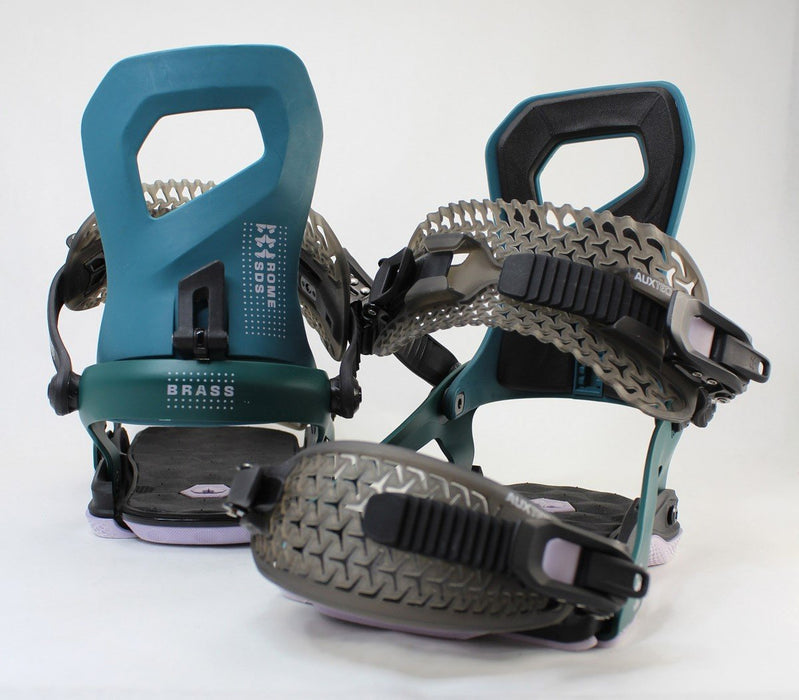 Rome Brass Snowboard Bindings, Small (Womens US 6.5 - 8.5), Teal 2024 - Demo