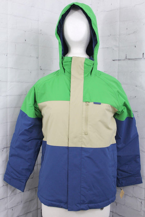 Burton Symbol Snowboard Jacket, Boys Youth Large, Slime Block Green/Tan/Blue New