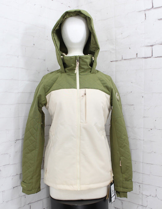 Burton Tulum Snowboard Jacket Womens Extra Small XS Martini Olive / Crème Brûlée