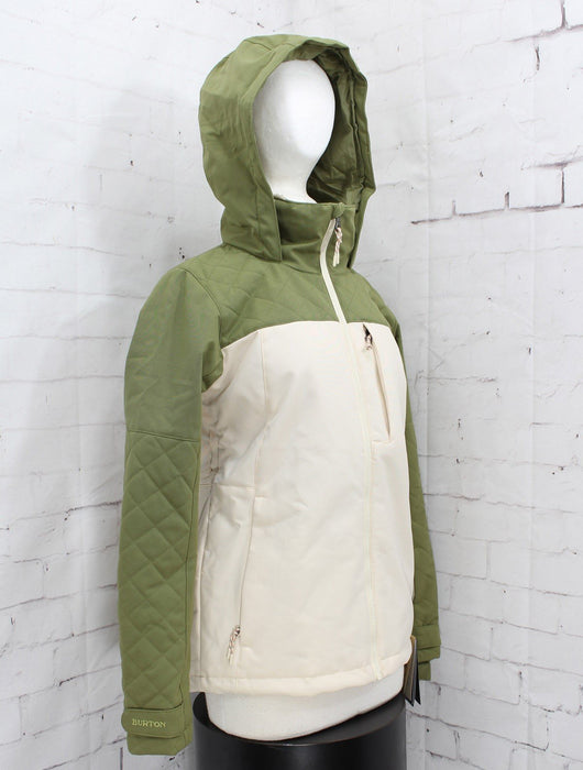 Burton Tulum Snowboard Jacket Womens Extra Small XS Martini Olive / Crème Brûlée