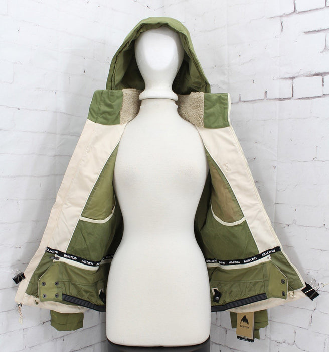 Burton Tulum Snowboard Jacket Womens Extra Small XS Martini Olive / Crème Brûlée