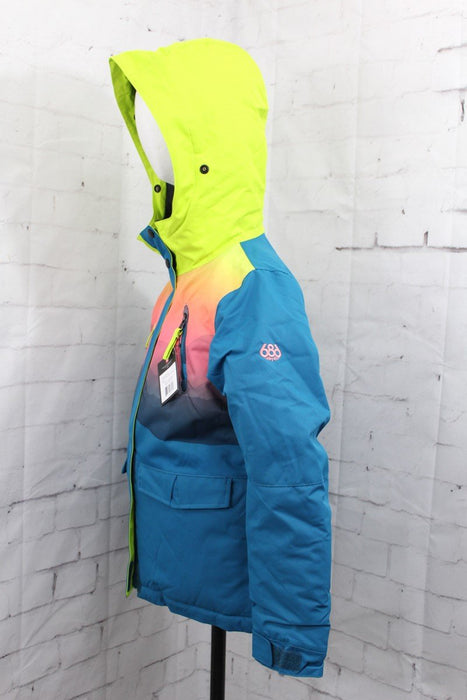 686 Ceremony Snow Jacket, Girl's Youth Small, Dark Lagoon / Mountain Sunset New