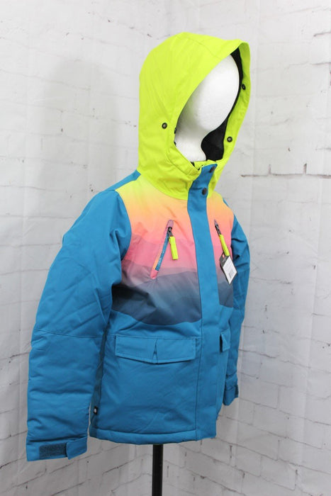 686 Ceremony Snow Jacket, Girl's Youth Small, Dark Lagoon / Mountain Sunset New