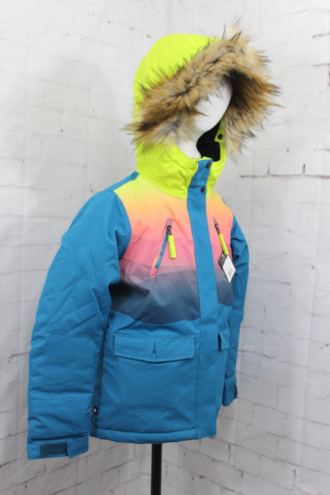 686 Ceremony Snow Jacket, Girl's Youth Small, Dark Lagoon / Mountain Sunset New