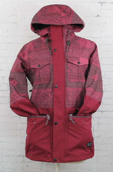 O'Neill Cluster Snowboard Jacket, Women's Small, Red All Over Print