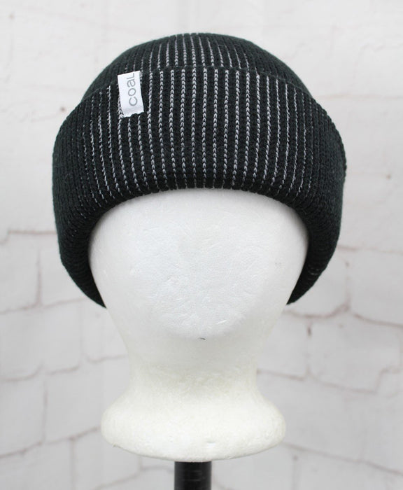 Coal Frena Acrylic Thick Rib Knit Cuffed Slouch Beanie Black Rib Unisex OSFM New