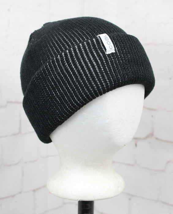 Coal Frena Acrylic Thick Rib Knit Cuffed Slouch Beanie Black Rib Unisex OSFM New