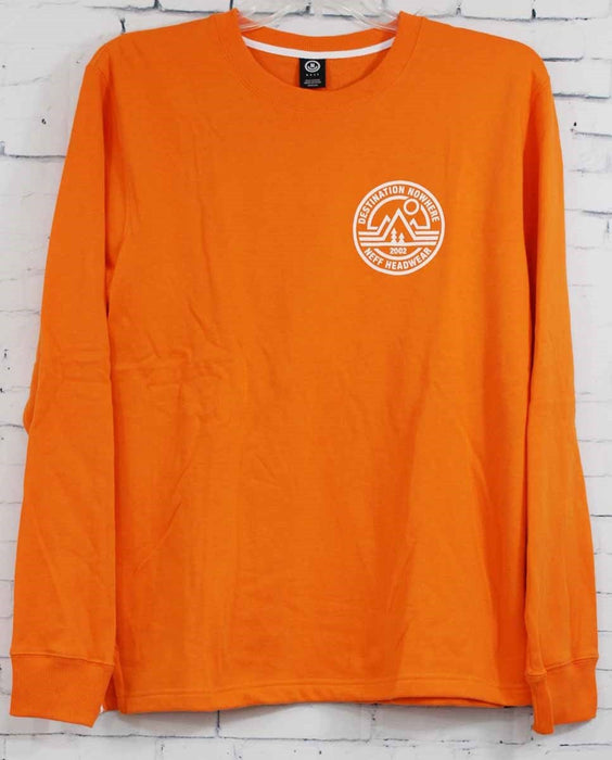 Neff Crew Pullover Sweatshirt, Men's Medium, Orange Destination Nowhere New