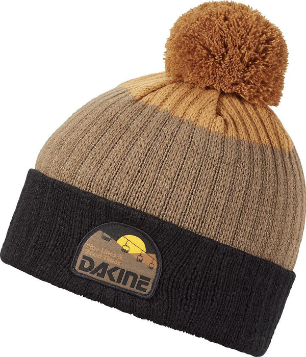 Dakine Ezra Pom Acrylic Rib Knit Beanie Black / Chocolate Chip / Caramel New