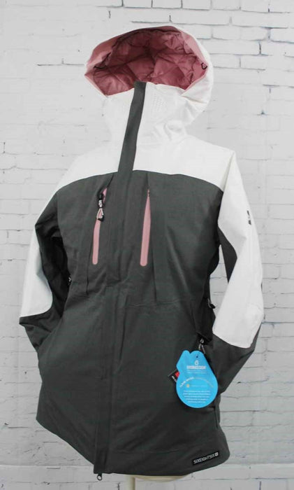 686 GLCR Hydrastash Insulated Snowboard Jacket Womens Small Charcoal / White New