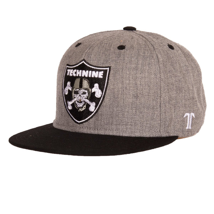 Technine Gridiron Snapback Baseball Hat One Size Athletic Gray and Black