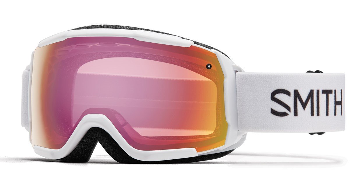 Smith Grom Youth Snow Goggles White Frame, Red Sensor Mirror Lens New