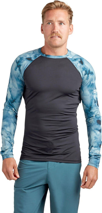 Dakine Men's HD Snug Fit Long Sleeve Rash Guard Crew Shirt Large Indigogo Print