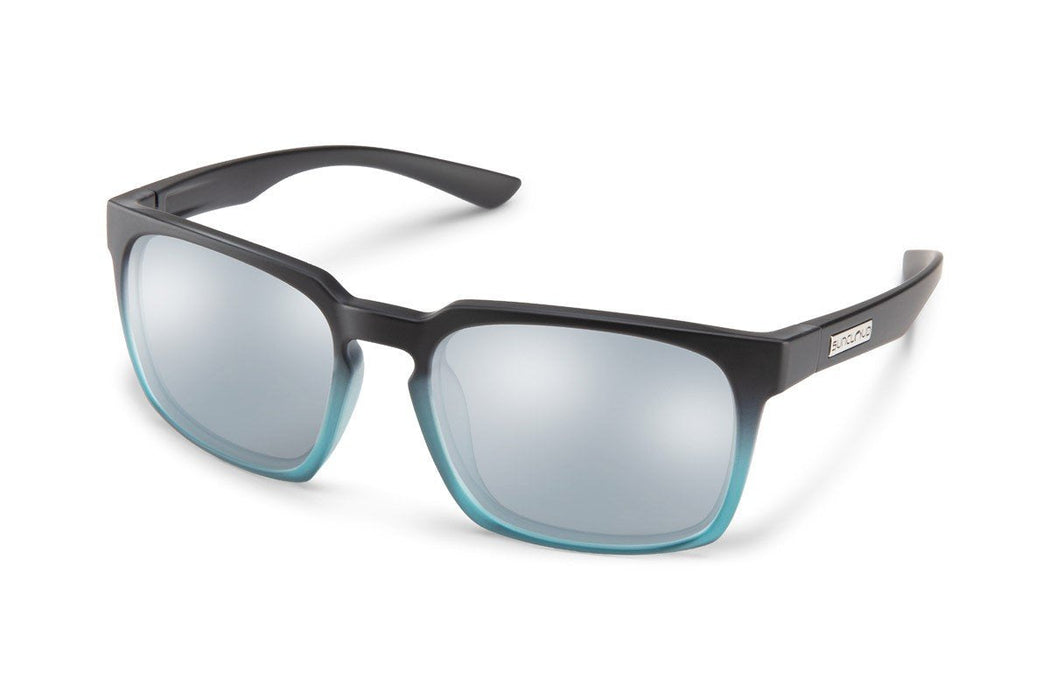 Suncloud Hundo Sunglasses Matte Black Green Fade, Polarized Silver Mirror Lens
