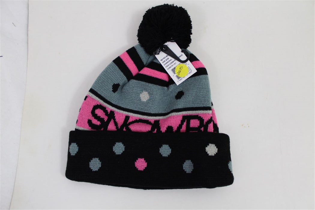 Ride Retro Pom Beanie, Women's One Size Fits Most, Charcoal Gray / Pink