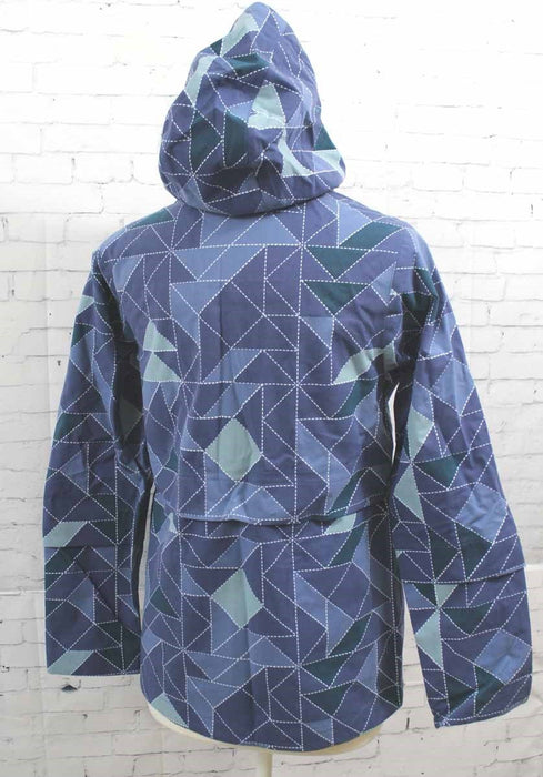 Poler Zilla Pinyon 3L Shell Jacket Women's Small Ocean Blue Quilt Print