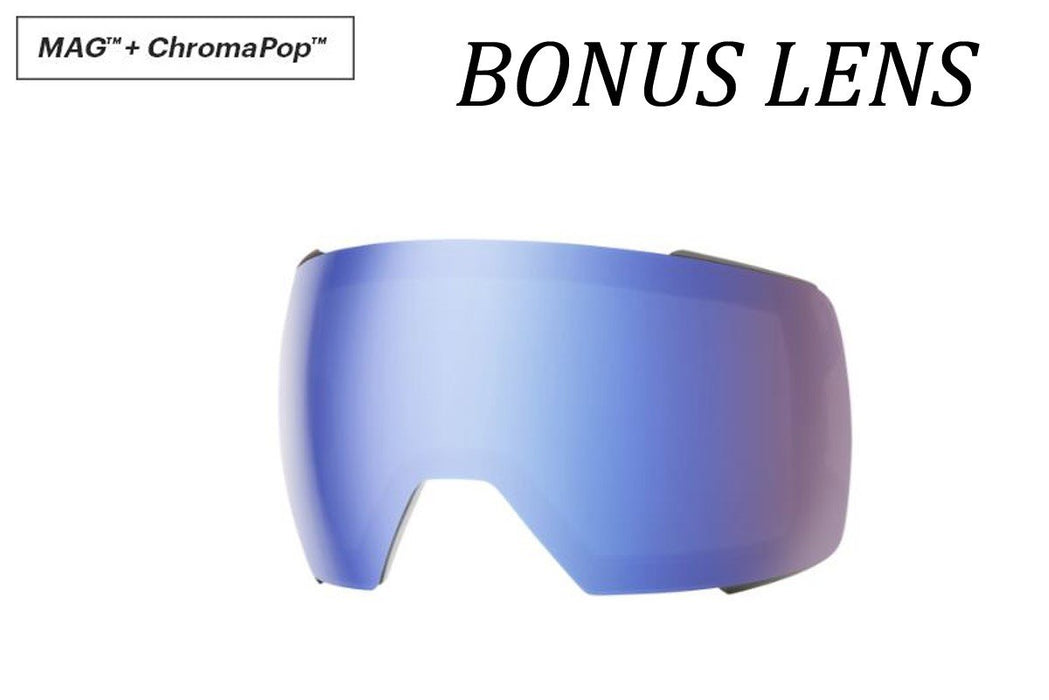 Smith I/O Mag XL Snow Goggles Black Frame, Everyday Green Mirror Lens +Bonus New