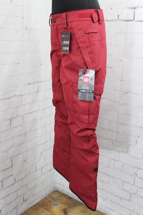 686 Infinity Cargo Insulated Snowboard Pants, Boys Youth Medium, Oxblood Red