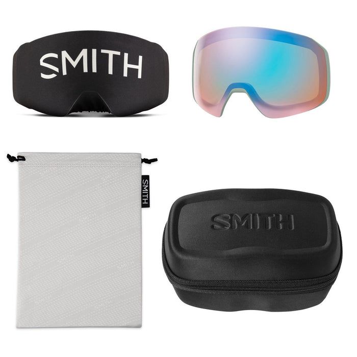 Smith 4D Mag S Snow Goggles Black Frame, ChromaPop Sun Green Mirror Lens + Bonus
