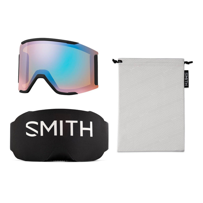 Smith Squad Mag Ski / Snow Goggles Black, ChromaPop Sun Blue Mirror Lens + Bonus