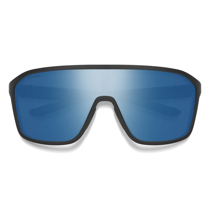 Smith Boomtown Sunglasses Matte Black Frame ChromaPop Polarized Blue Mirror Lens