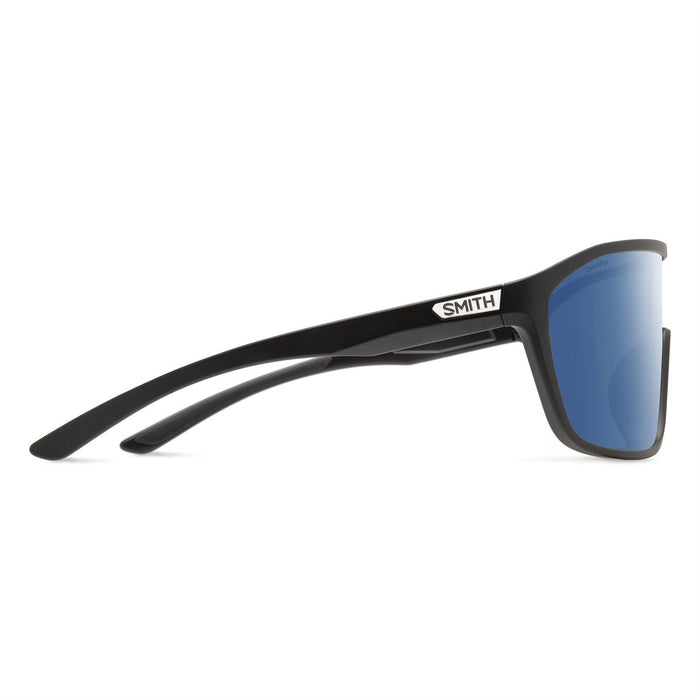 Smith Boomtown Sunglasses Matte Black Frame ChromaPop Polarized Blue Mirror Lens