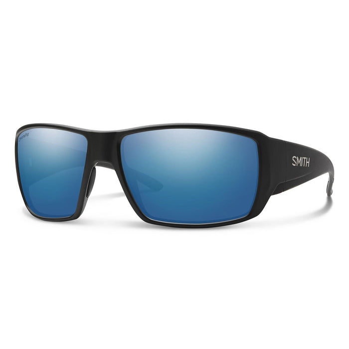 Smith Guide's Choice Sunglasses Matte Black, Polarized Blue Mirror Glass Lenses