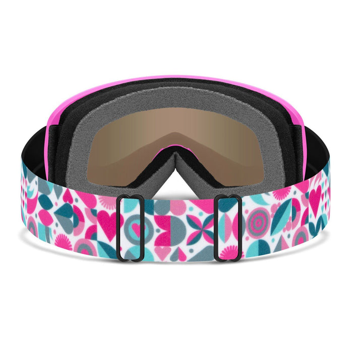 Smith Snowday Kids Ski / Snow Goggles Vivid Pink Hearts, Green Sol-X Mirror Lens