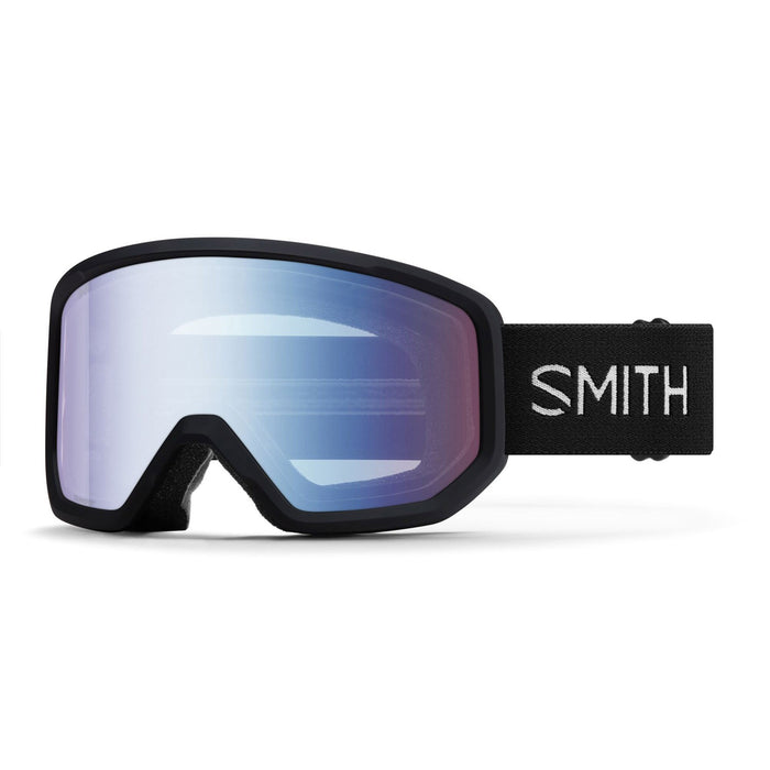 Smith Transfer Low Bridge Snow Goggles, Black Frame, Blue Sensor Mirror Lens New