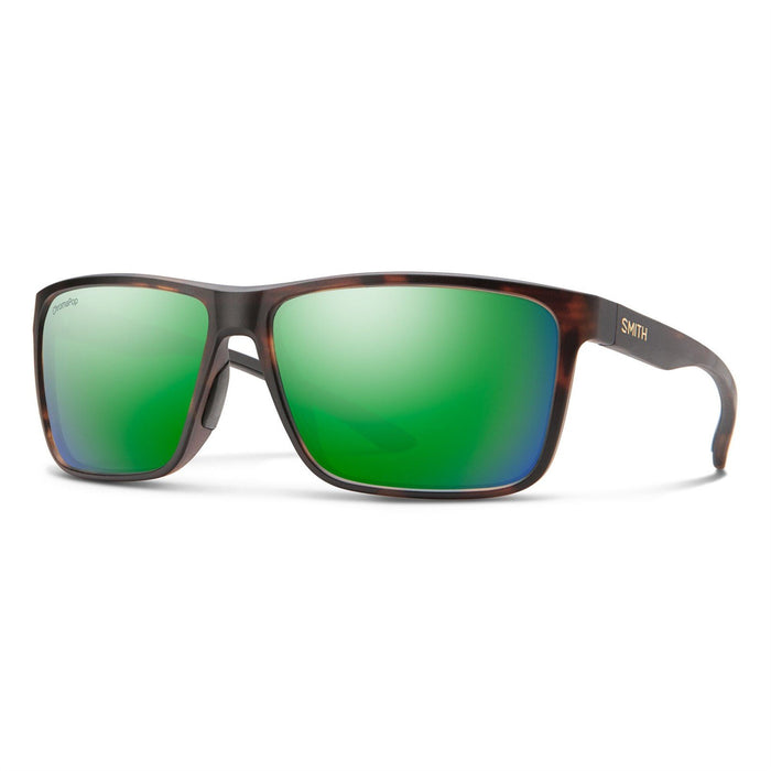 Smith Optics Riptide Sunglasses Matte Tortoise Chromapop Glass Polarized Green