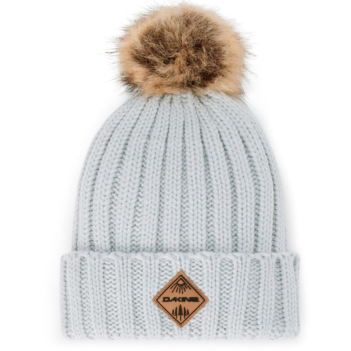 Dakine Kylie Acrylic Ribbed Knit Cuff Fleece Lined Pom Beanie Harbor Mist Grey