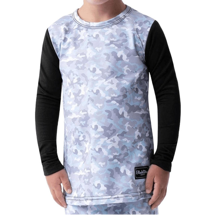 BlackStrap Kid's Therma Crew Top Base Layer L/S Shirt XS 3-4 Mountain Camo Blue