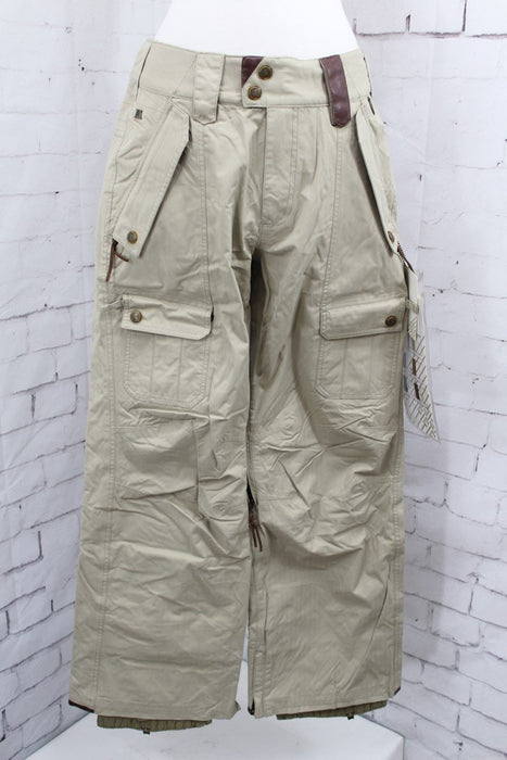 L1TA So Fine Snowboard Shell Pants Women's Medium Stone/Khaki Herringbone New