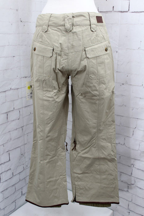 L1TA So Fine Snowboard Shell Pants Women's Medium Stone/Khaki Herringbone New