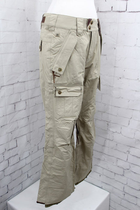 L1TA So Fine Snowboard Shell Pants Women's Medium Stone/Khaki Herringbone New