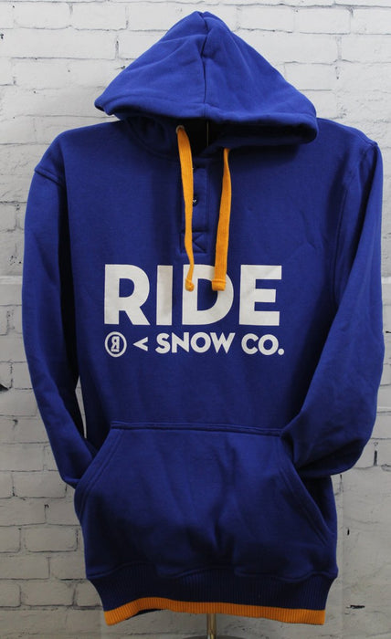 Ride Logo Henley Pullover Hoodie Men's Small Dark Colbalt Blue