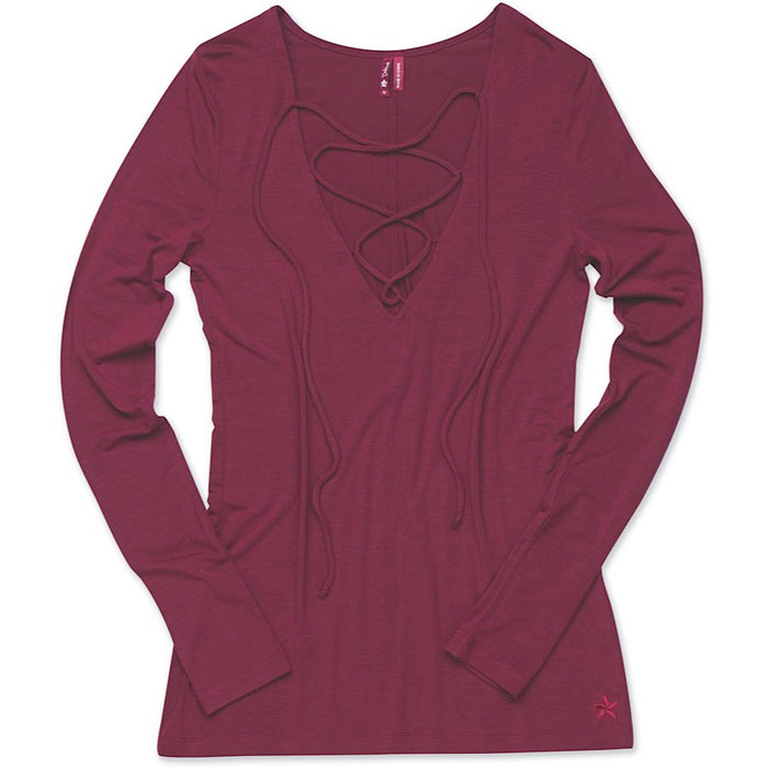 Dakine Lola Lace Up Long Sleeve T-Shirt Women's Medium Raspberry New