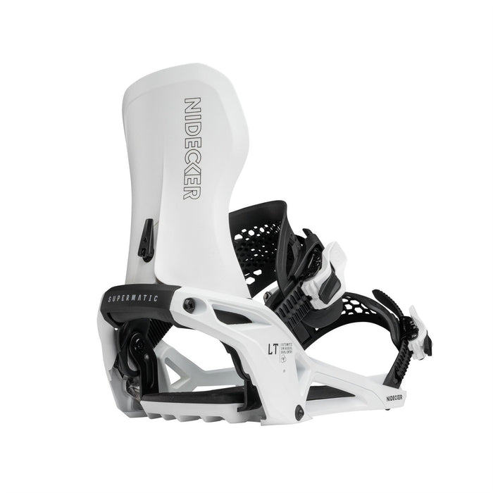 Nidecker LT Supermatic Snowboard Bindings Large (Mens 8.5-10.5. Wmn 9.5+) White