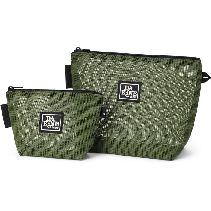 Dakine Mesh Pouch Set of Two Zip Accessory Organizer Bags Cypress Green New