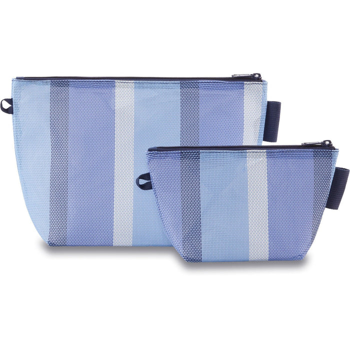 Dakine Mesh Pouch Set of Two Zip Accessory Organizer Bags Navy Blue Stripe New