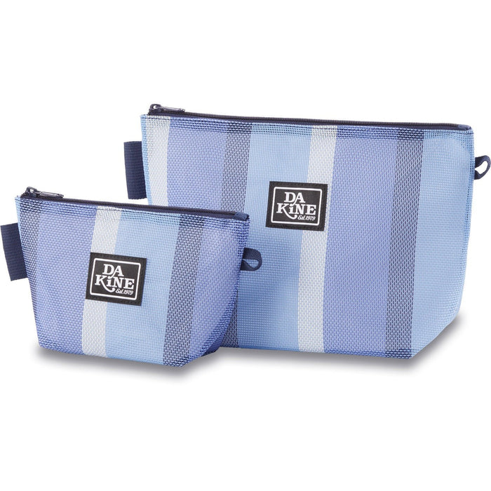 Dakine Mesh Pouch Set of Two Zip Accessory Organizer Bags Navy Blue Stripe New