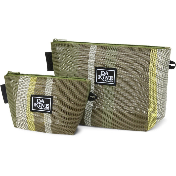 Dakine Mesh Pouch Set of Two Zip Accessory Organizer Bags Utility Green New