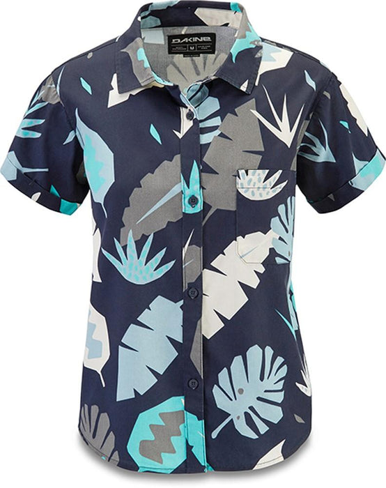 Dakine Womens Mohala Short Sleeve Woven Button Up Shirt Medium Abstract Palm New